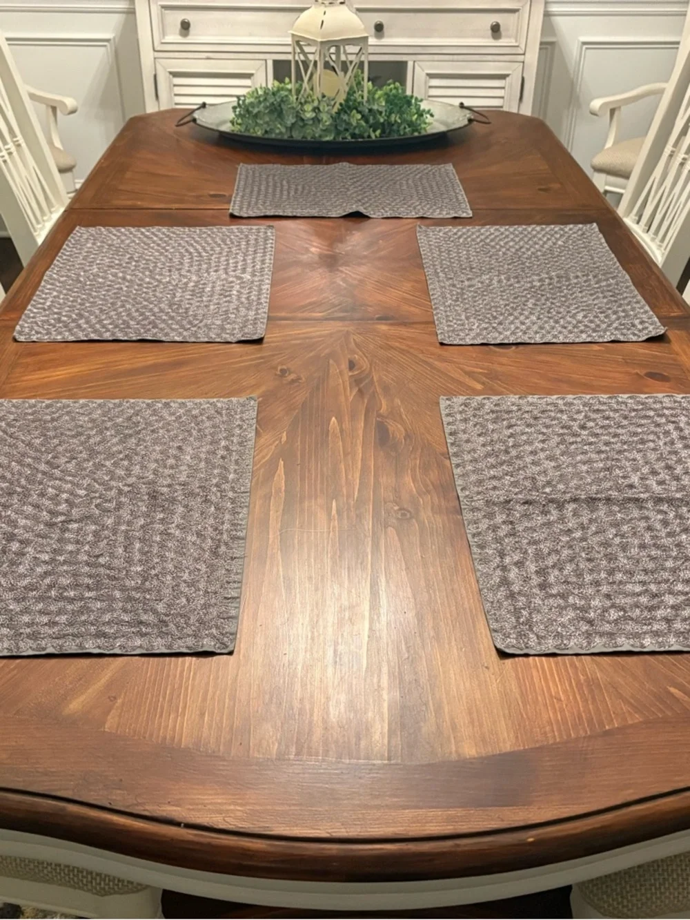 Crate & Barrel Silver Shimmer Modern Minimalist Mirabelle Placemat Rectangle Set